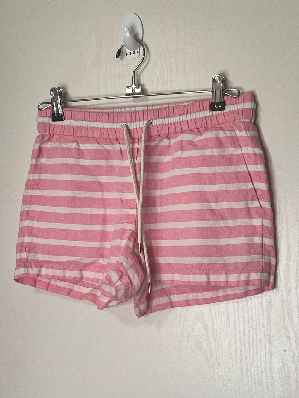 J. Crew Pink and White Striped Elastic Waist Shorts